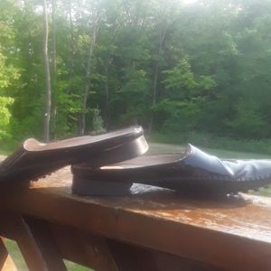 ⚜️ ANTONIO BOSSI  Black Patent Driving Mules Sz 7 1/2